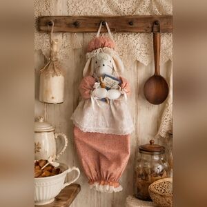 Vintage Country Bunny Chef Wall Hanging | Handmade Kitchen Decor | Primitive